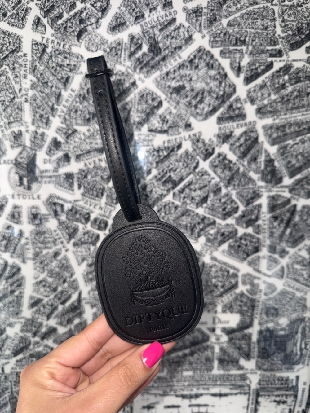 Diptyque Black Leather Luggage Tag